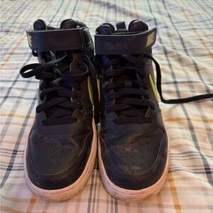 Nike Black and Yellow High-Top Sneakers